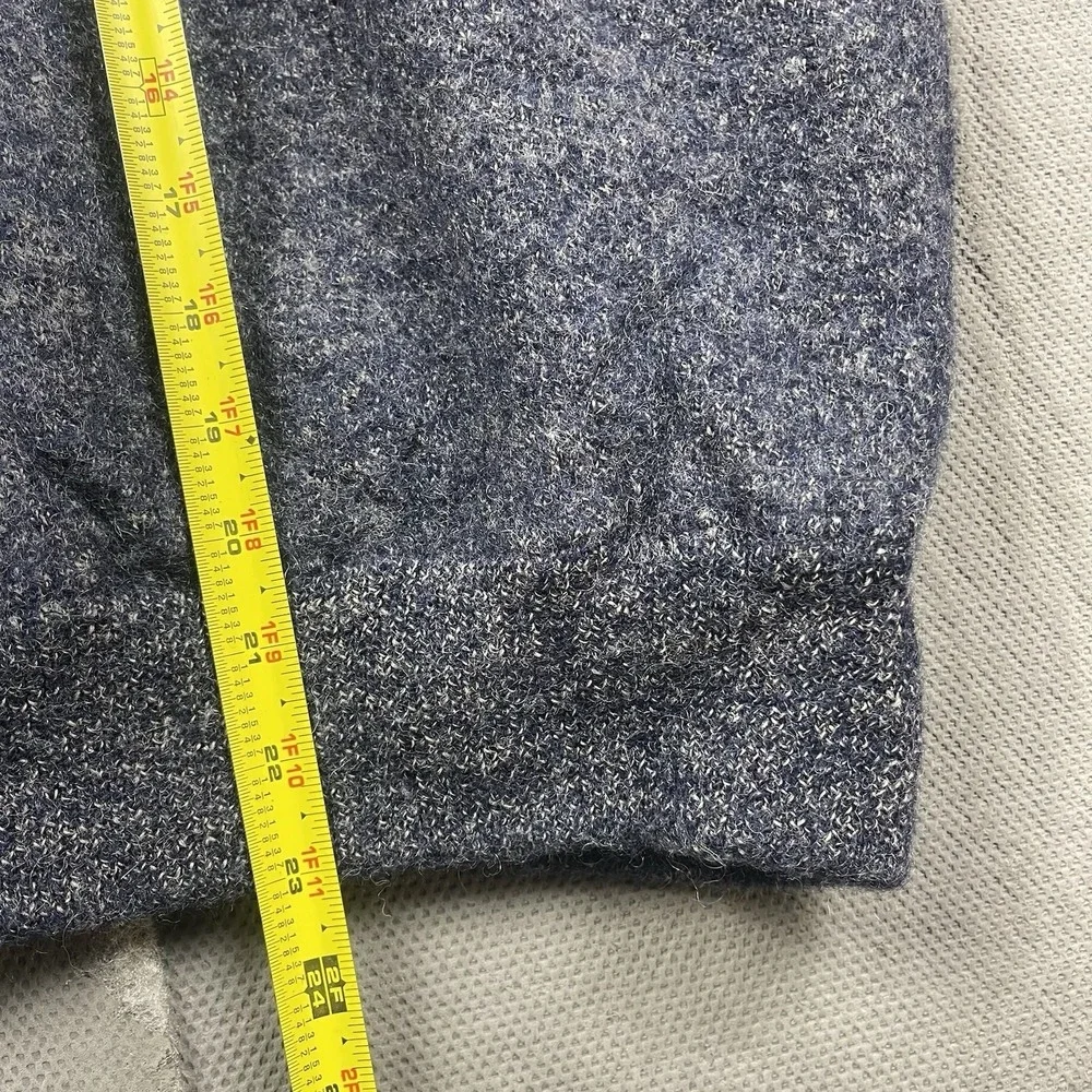 Cabelas Wool Sweater Mens Small* Blue Knit Pullover Henley Lined‎ Elbow Patch